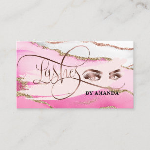 Makeup Eyebrow Eyes Lashes Pink Agate Visitenkarte