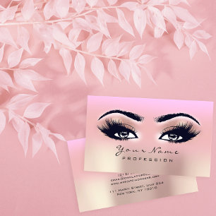 Makeup Eyebrow Eyes Lashes Pink Ombre Rose Visitenkarte