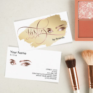Makeup Eyebrow Eyes Lashes Rose Gold Business Card Telefonnummerkarte