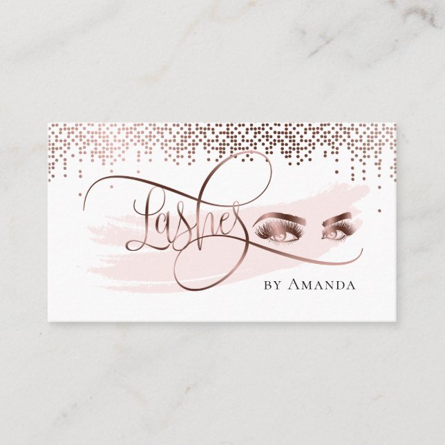 Makeup Eyebrow Eyes Lashes Rose Gold Business Card Visitenkarte (Vorderseite)