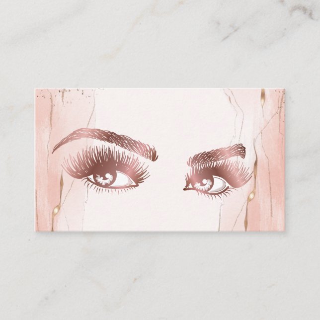 Makeup Eyebrow Eyes Lashes Rose Gold Marmor Busine Visitenkarte (Vorderseite)