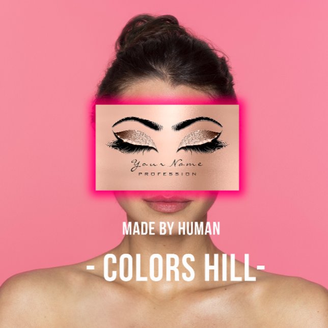 Makeup Eyebrow Eyes Lashes Salon WELLNESS-CENTER G Visitenkarte (Makeup Eyebrow Eyes Lashes Salon SPA Gold Pink Business Card)