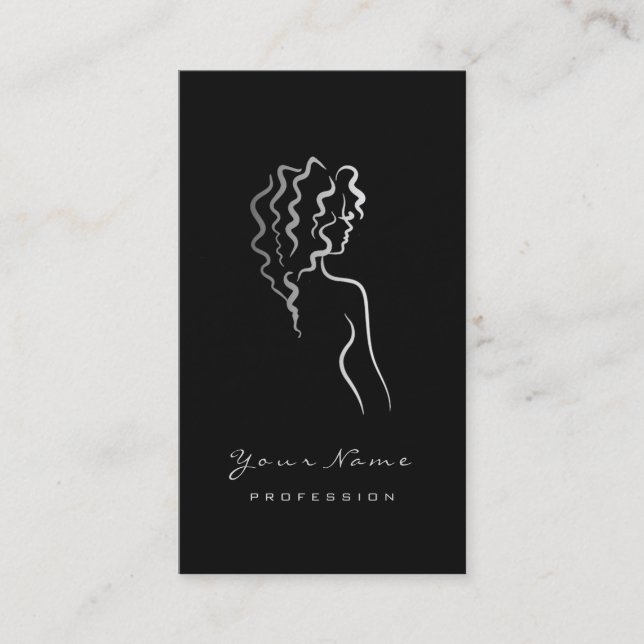 Makeup Eyebrow Eyes Lashes Schwarzes Logo Grau Gla Visitenkarte (Vorderseite)