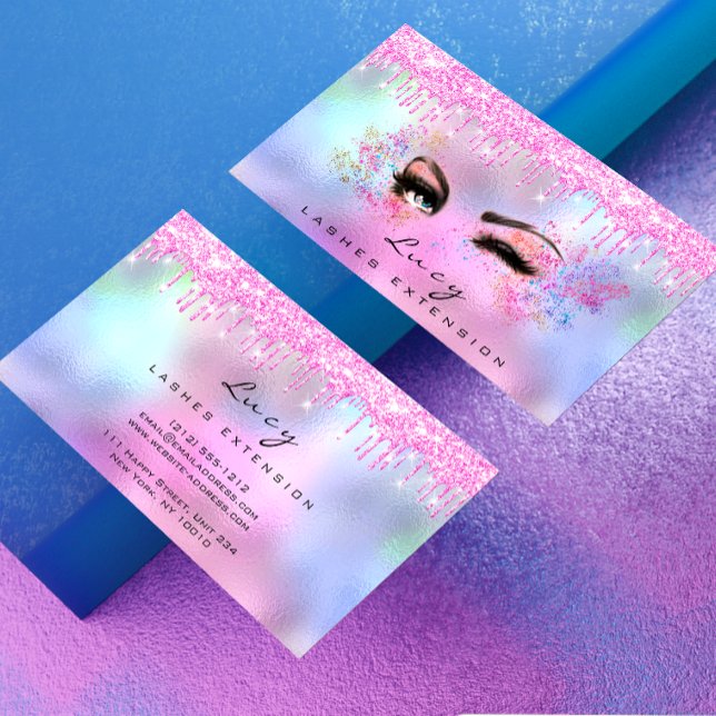 Makeup Eyebrow Hair Eyelashes Glitzer Rosa Tropfen Visitenkarte (Von Creator hochgeladen)