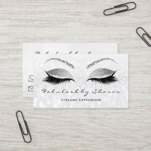 Makeup Eyebrow Lash Extension Glitzer Silver Grau Visitenkarte