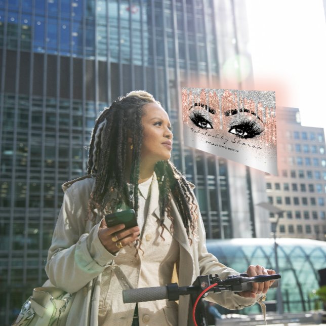 Makeup Eyebrow Lash Glitzer Tropfen Gray Silver Sp Visitenkarte (Makeup Eyebrow Lash Glitter Drip Gray Silver Spark Business Card)