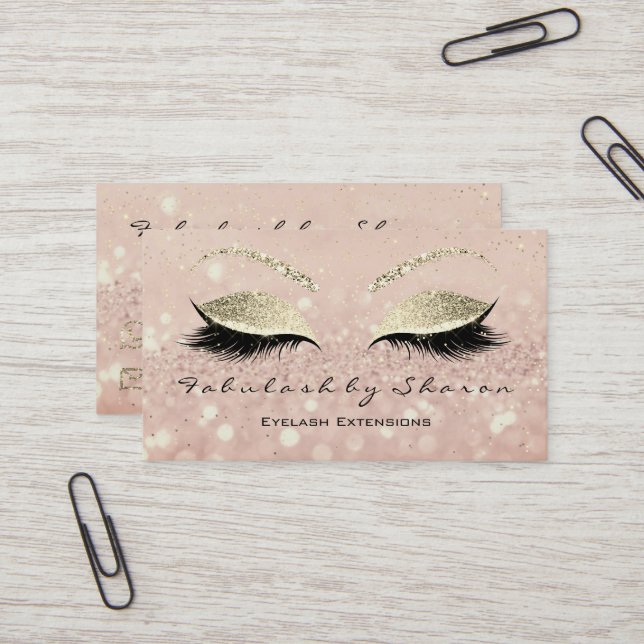 Makeup Eyebrow Lashes Erweiterung Glitzer Gold Ski Visitenkarte (Vorderseite/Rückseite Beispiel)