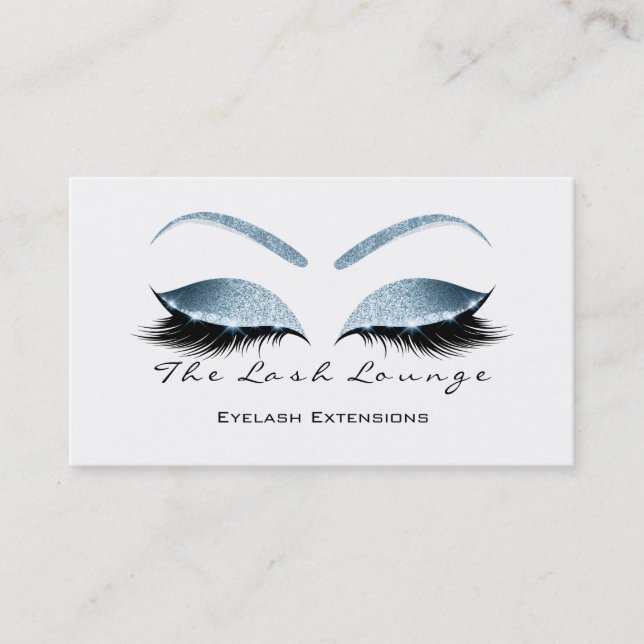 Makeup Eyebrow Lashes Glitzer Blau Schwarz Visitenkarte (Vorderseite)
