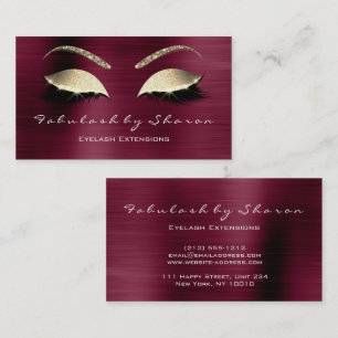 Makeup Eyebrow Lashes Glitzer Crystal Burgund Lux Visitenkarte
