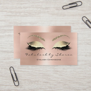Makeup Eyebrow Lashes Glitzer Crystal Rose Gold Visitenkarte