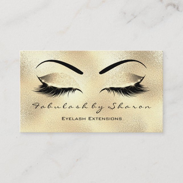 Makeup Eyebrow Lashes Glitzer Diamond Gold Glas Visitenkarte (Vorderseite)