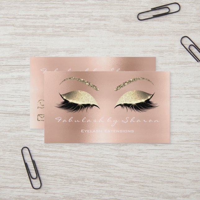 Makeup Eyebrow Lashes Glitzer Diamond Pink weiß Visitenkarte (Vorderseite/Rückseite Beispiel)