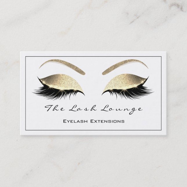 Makeup Eyebrow Lashes Glitzer Gold Schwarz2 Visitenkarte (Vorderseite)