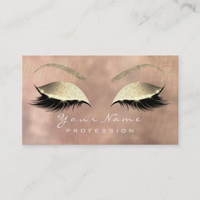 Makeup Eyebrow Lashes Glitzer Rose Linken Visitenkarte (Vorderseite)