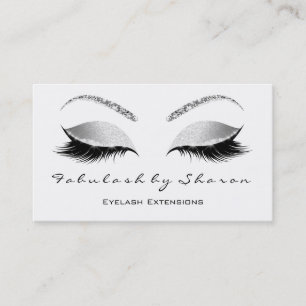 Makeup Eyebrow Lashes Glitzer Silber Grau Weiß Visitenkarte