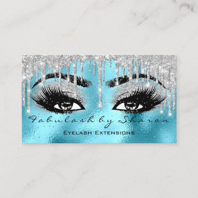 Makeup Eyebrow Lashes Glitzer Tropfen Blue VIP Sil Visitenkarte (Vorderseite)