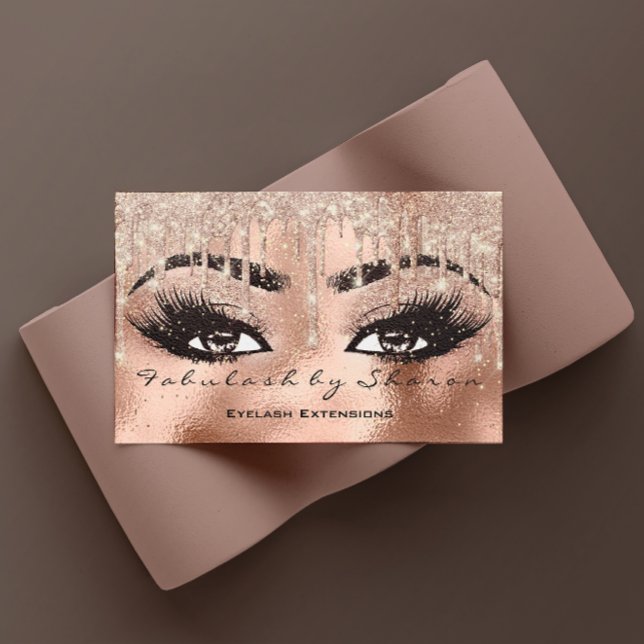 Makeup Eyebrow Lashes Glitzer Tropfen Qr Code Visitenkarte (Makeup Eyebrow Lashes Glitter Drip Qr Code Business Card)