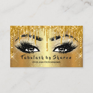 Makeup Eyebrow Lashes Glitzer Tropfen VIP Gold Visitenkarte