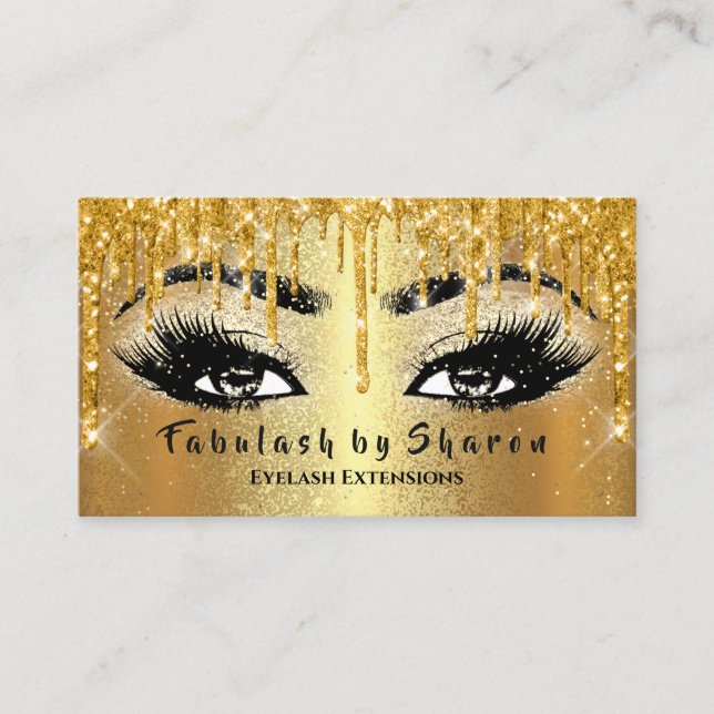 Makeup Eyebrow Lashes Glitzer Tropfen VIP Gold Visitenkarte (Vorderseite)