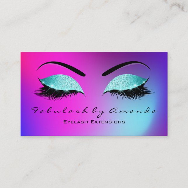 Makeup Eyebrow Lashes Glitzer Vivid Blue Pink Visitenkarte (Vorderseite)