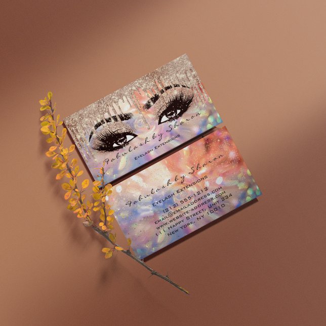 Makeup Eyebrow Lashes Wax Tropfen Rose Holograph Visitenkarte (Makeup Eyebrow Lashes Wax Drip Rose Holograph Business Card)