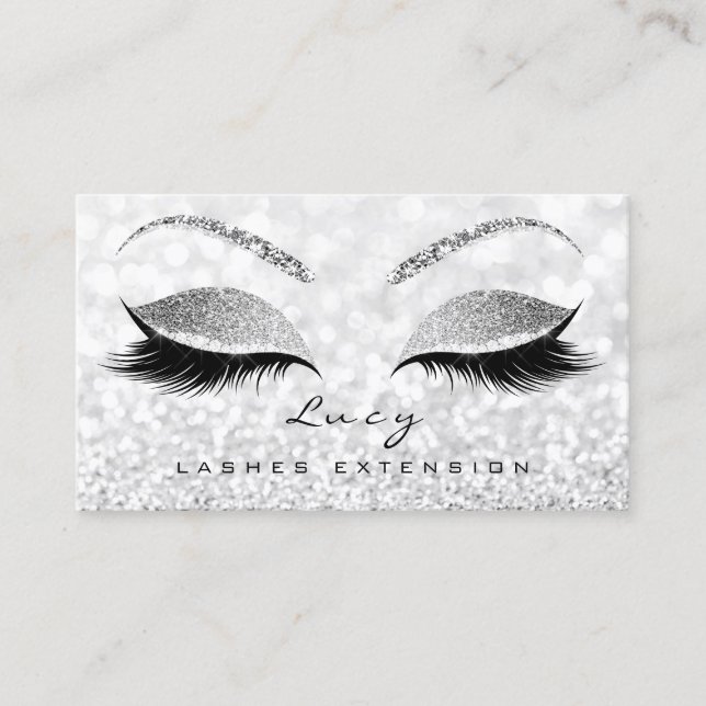 Makeup Eyebrow Name Lash Glitzer Gray Silver Lucy Visitenkarte (Vorderseite)