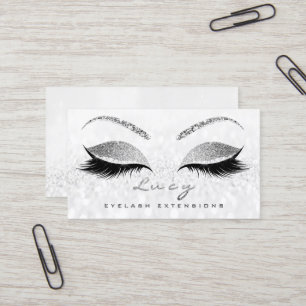 Makeup Eyebrow Name Lashes Glitzer Grau Silber Visitenkarte