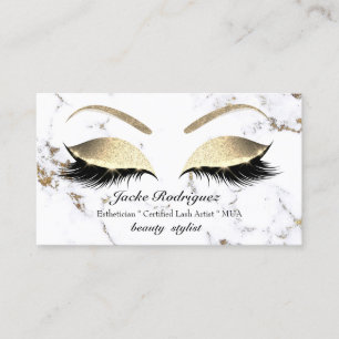 Makeup Eyebrows Lash Gold Marmor White Social Visitenkarte