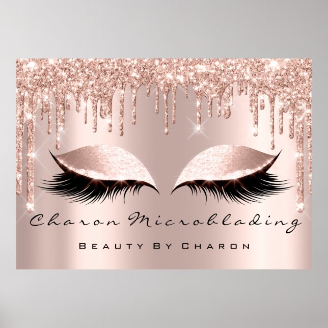 Makeup Eyebrows Lashes Browns Rose Spark Bridal Poster (Vorne)