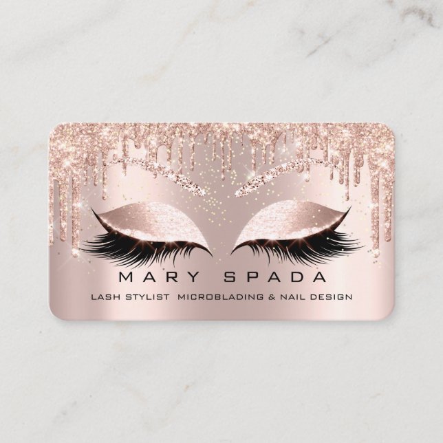 Makeup Eyebrows Lashes Browns Rose Spark Social Visitenkarte (Vorderseite)