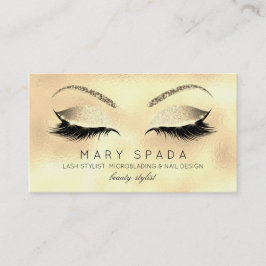 Makeup Eyebrows Lashes Glitzer Glass Gold Visitenkarte