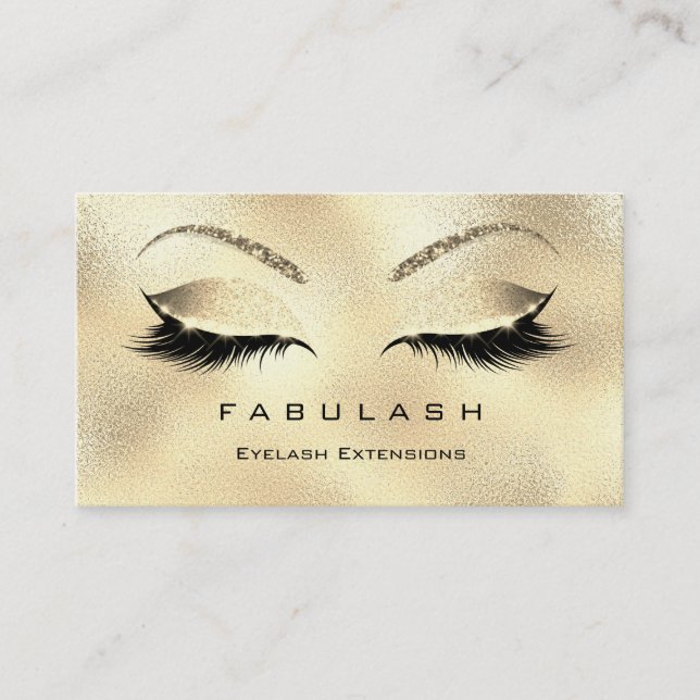 Makeup Eyebrows Lashes Glitzer Glass VIP Gold Logo Visitenkarte (Vorderseite)