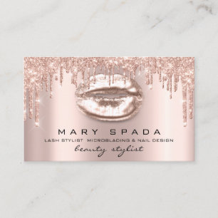 Makeup Eyebrows Lashes Gold Tropfen Kiss Lips Rose Visitenkarte