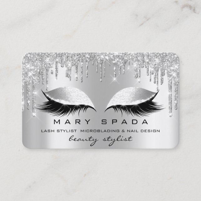 Makeup Eyebrows Lashes Gray Gray Spark Silver Visitenkarte (Vorderseite)
