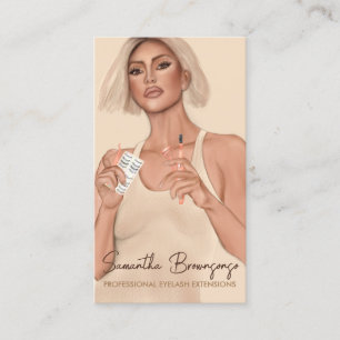 Makeup Eyelash Beige Brown Tweezer Curler Frau Visitenkarte