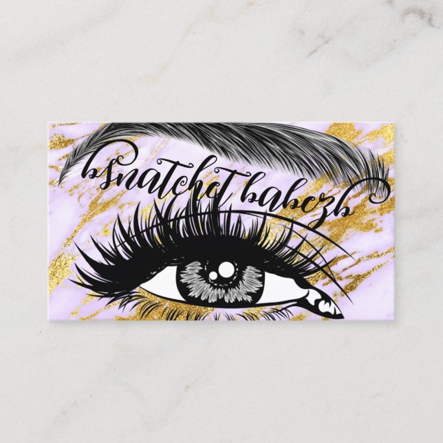 Makeup Eyelash Brows QR Code Logo Rosa Gold Marmor Visitenkarte (Vorderseite)