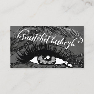 Makeup Eyelash Brows QRCode Logo Black Marble Visitenkarte