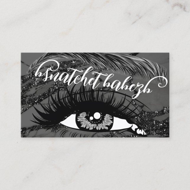Makeup Eyelash Brows QRCode Logo Black Marble Visitenkarte (Vorderseite)