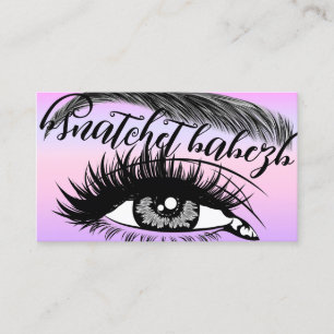 Makeup Eyelash Brows QRCode Logo Lila Visitenkarte