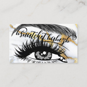 Makeup Eyelash Brows QRCode Logo White Gold Marmor Visitenkarte