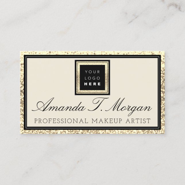 Makeup Eyelash Event Planner Logo Golden Frame Visitenkarte (Vorderseite)