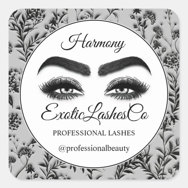 Makeup Eyelash Packaging Cleaner Floral Quadratischer Aufkleber (Vorderseite)