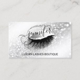 Makeup Eyelash QR Code Logo Glitzer Grau Silber Visitenkarte