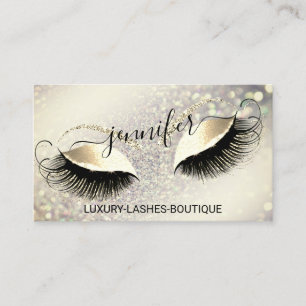 Makeup Eyelash QR Code Logo Glitzer Royal Gold Visitenkarte