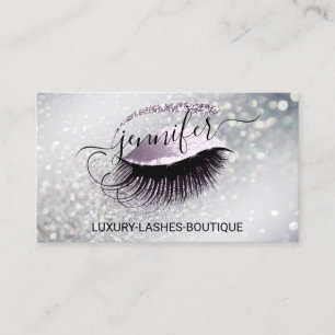 Makeup Eyelash QR Code Logo Glitzer Smoky Silber Visitenkarte
