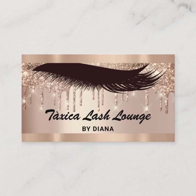 Makeup Eyelash Rose Glitzer QRCODE Logo-Tropfen Visitenkarte (Vorderseite)