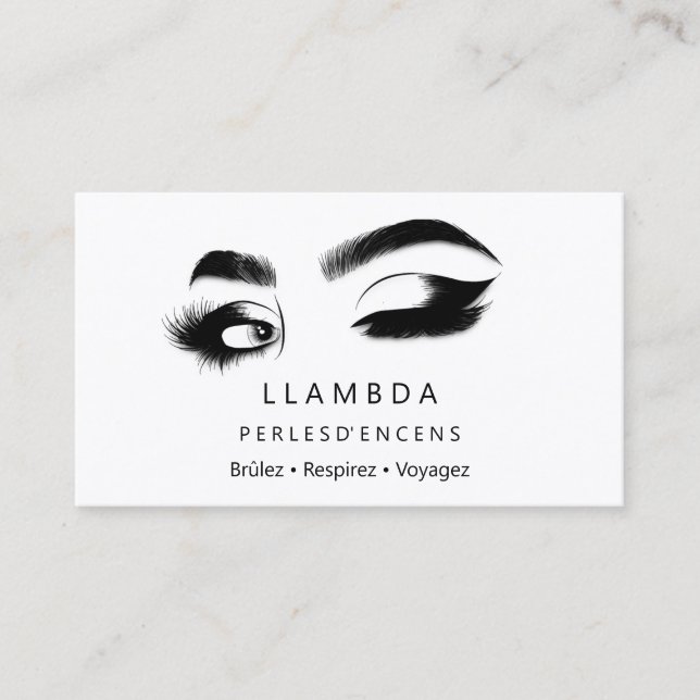Makeup Eyelashes Brows Minimal Logo White Gold B Visitenkarte (Vorderseite)