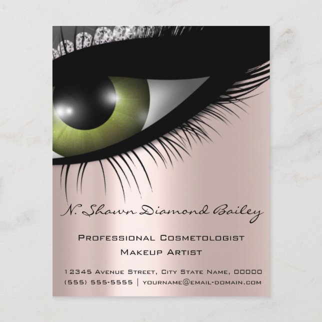 Makeup Eyelashes Schönheitssalon Grüne Augen Silbe Flyer (Hinten)