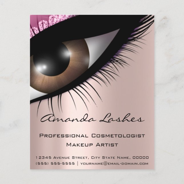 Makeup Eyelashes Schönheitssalon Pink Rose Diamond Flyer (Hinten)