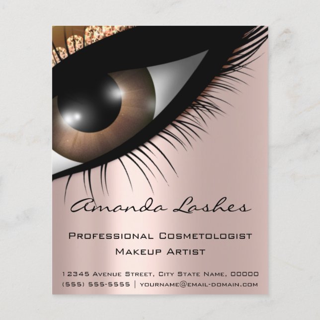 Makeup Eyelashes Schönheitssalon Pink Rose Modern Flyer (Hinten)